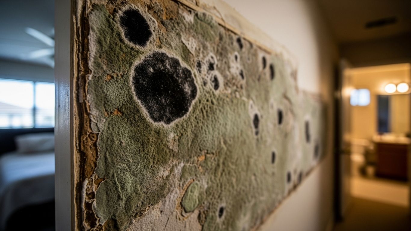 A wall in a Los Angeles County home showing visible mold growth before professional mold abatement
