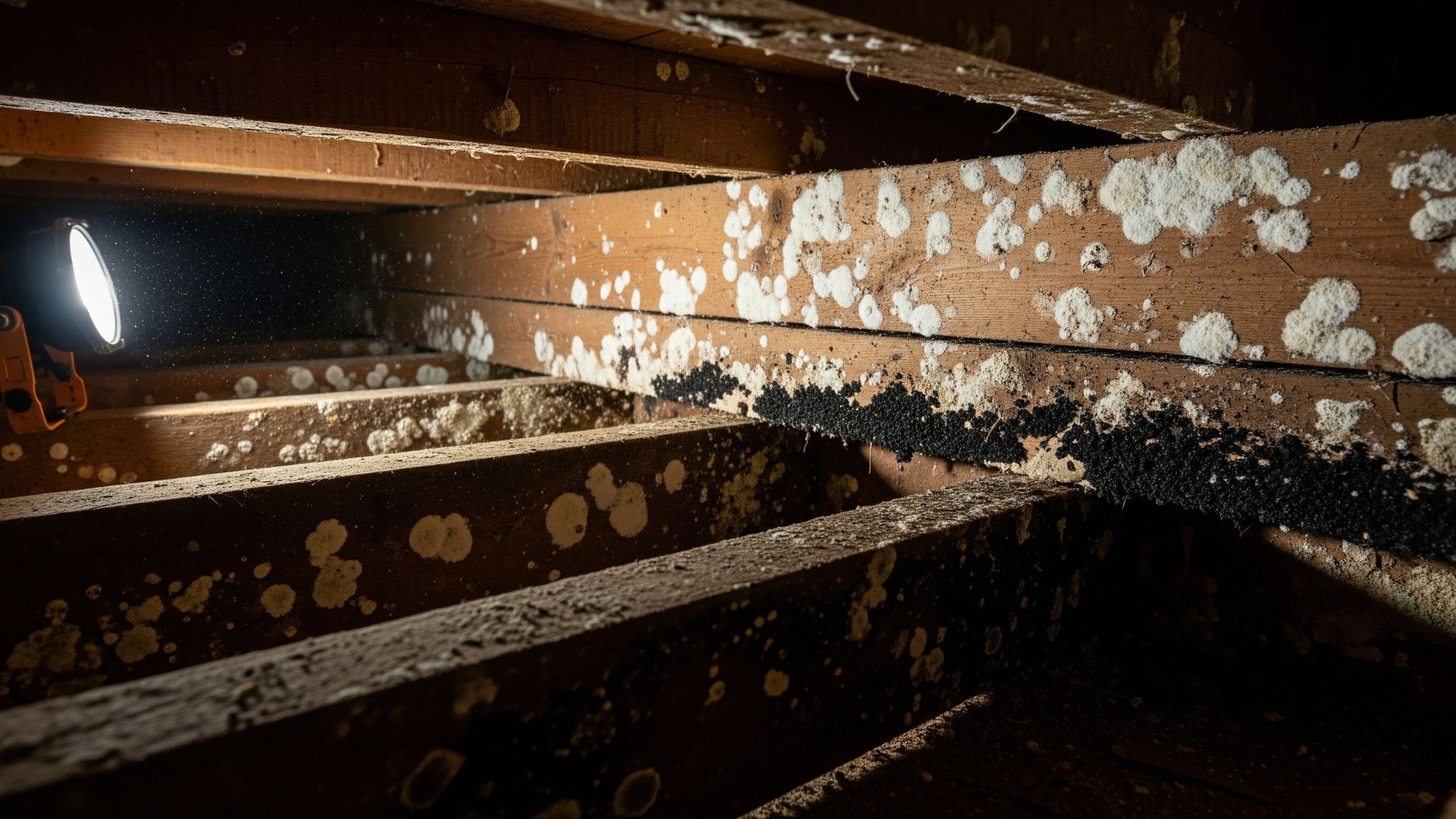Mold in the attic of a home