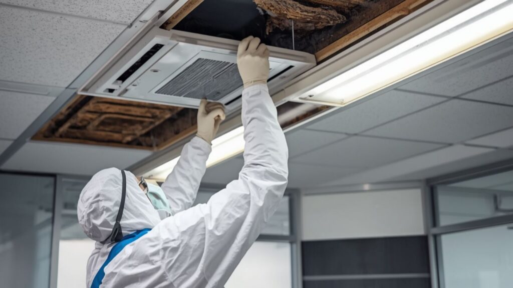 Commercial mold remediation in a Los Angeles office building HVAC system